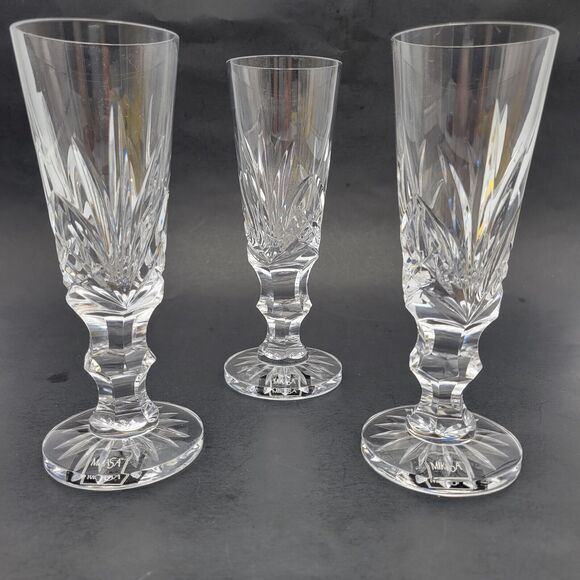 Set Of 3 Vtg Mikasa Crystal EMPEROR Water/Wine Goblet Stems Discontinued Rare main image 6